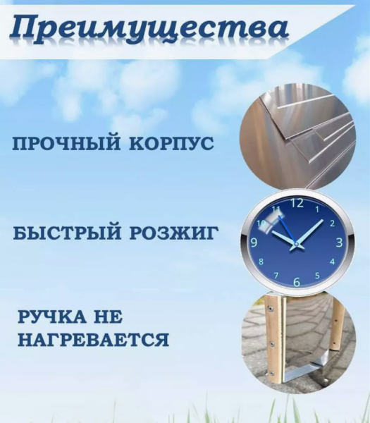 Стартер для розжига угля, 10 литров / Оцинкованная сталь, защитный экран